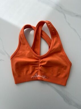 Aritzia Orange Racerback Seamless Sports Bra